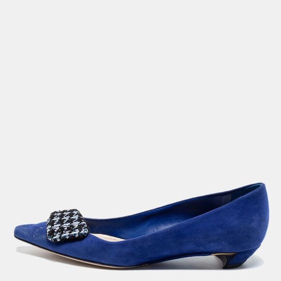 Dior Blue Suede  Ballet Flats Size 35.5 - Picture 1 of 4